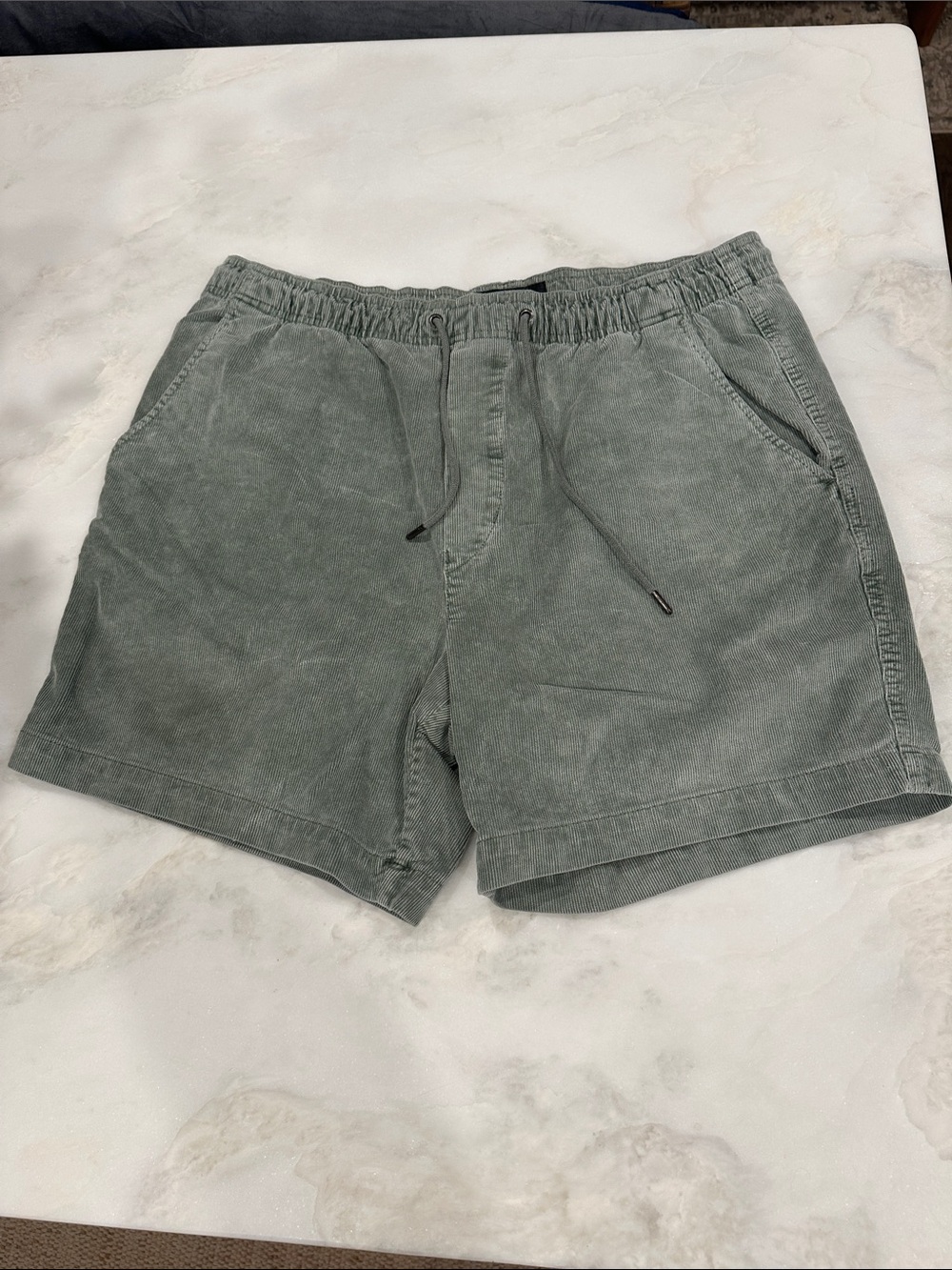 American Eagle Outfitters Washed Sage Green Drawstring Corduroy Shorts